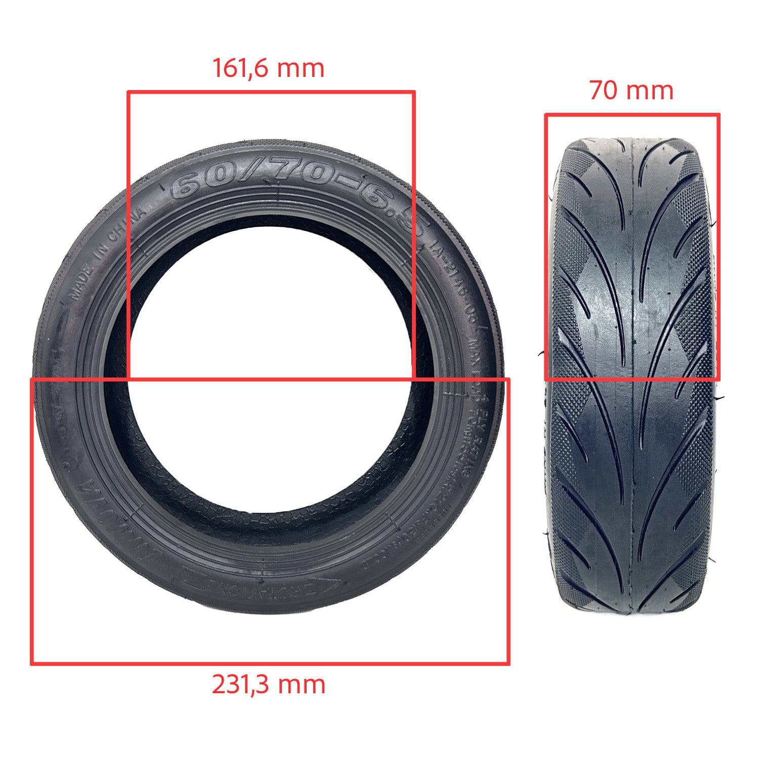 Pneu tubeless 60/70-6.5 avec gel anti-crevaison pour trottinette Ninebot G30 Max
